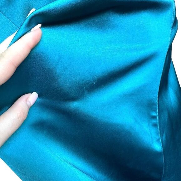 NWOT Jason Wu Ruched Front Satin V-neck Open Back Strappy Tie Shoulder Midi Slip - Picture 9 of 13